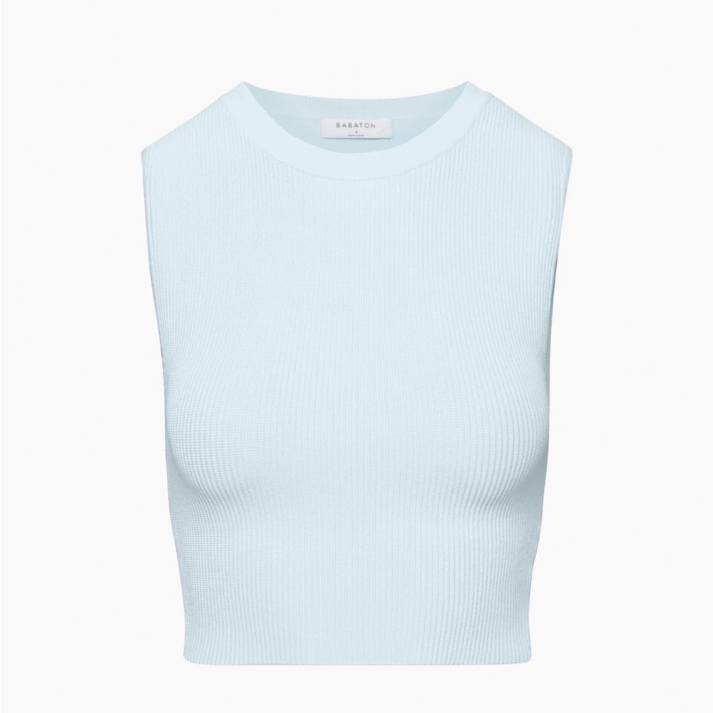 NWT Aritzia Babaton Sculpt Knit Muscle Tank in Fluid Blue
